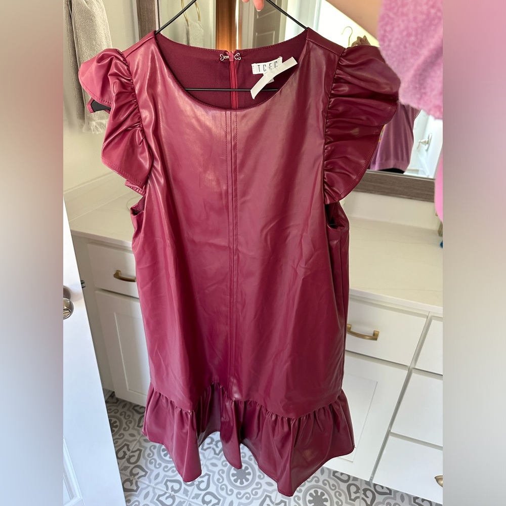 NWT TCEC Crimson Leather Dress